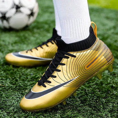 Professional Unisex Soccer Shoes Long Spikes TF Ankle Football Boots