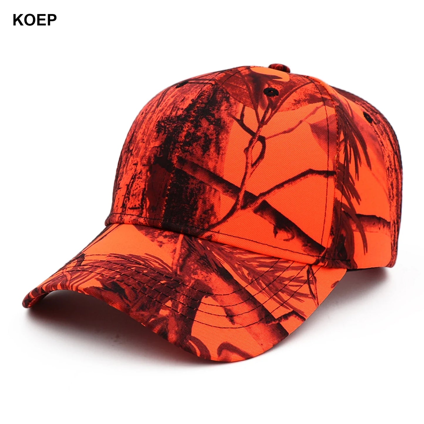 KOEP Jungle Tree Orange Camouflage Cotton Dad Snapback Hat Outdoor Fishing Baseball Cap Bold Fluorescent Orange Camo Hunting Hat