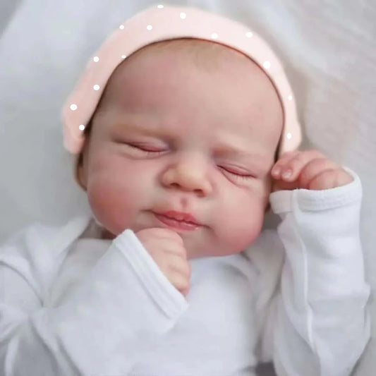 MRB 18 Inch Reborn Baby Doll Pascale Lifelike Newborn Doll Handmade Painted Hair 3D Skin Tone Visible Veins Gift Toy For Girls