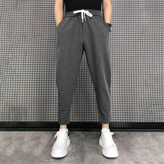 Men Harem Pants Solid Casual Korean Slim Wild Vintage Loose Fashion Youth Trousers