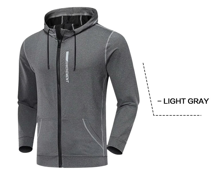 Men's Sports Hoodies Quick Dry Elastic Hooded Male Fitness Running Jackets Outdoor Gym