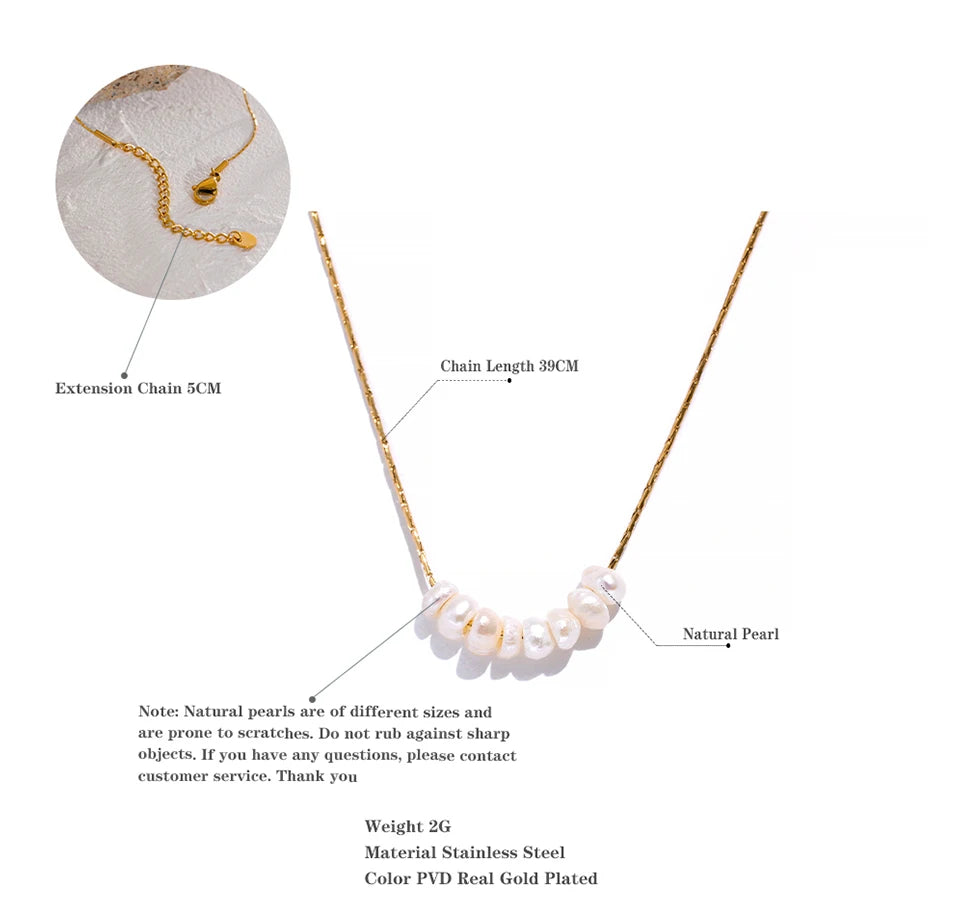 Tarnish Free Natural Pearl Beads Chic Exquisite Necklace Thin Chain Stainless