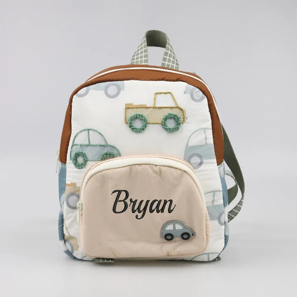 Car Embroidery, Children's Backpack, Personalized Name, Backpack, Walking Bag, Customized Diaper Bag For Boys And Girls