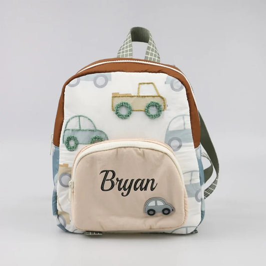 Car Embroidery, Children's Backpack, Personalized Name, Backpack, Walking Bag, Customized Diaper Bag For Boys And Girls
