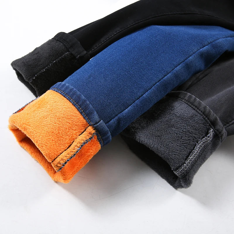 Winter Women Warm Velvet Jeans 2023 Casual Ladies Elastic Trousers