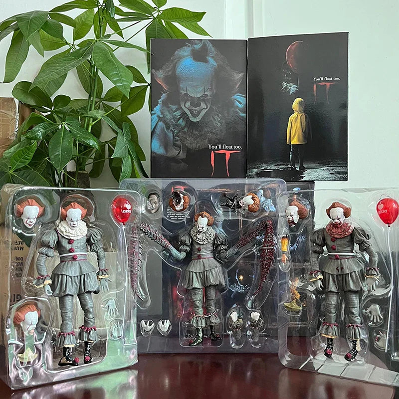 NECA Pennywise Joker Action Figure Toy Doll Horror Halloween Christmas Gift 18cm Bookshelf Ornament