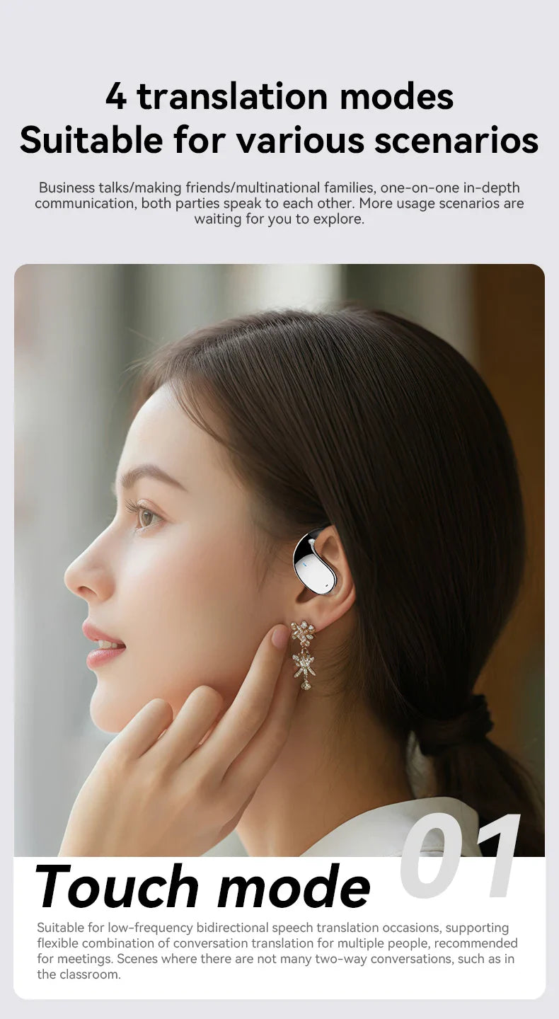 MZYMI Q39 AI Translation Wireless Earphone TWS Ear Hook Sport Running Bluetooth Headset ENC Noise Cancelling Headphone With Mic