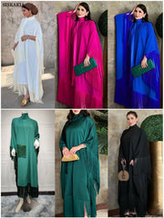 Modest Muslim Tassel Cloak Abaya for Women Fashion Loose Plus Size Batwing Sleeve Party Evening Dresses Moroccan Dubai Kaftan