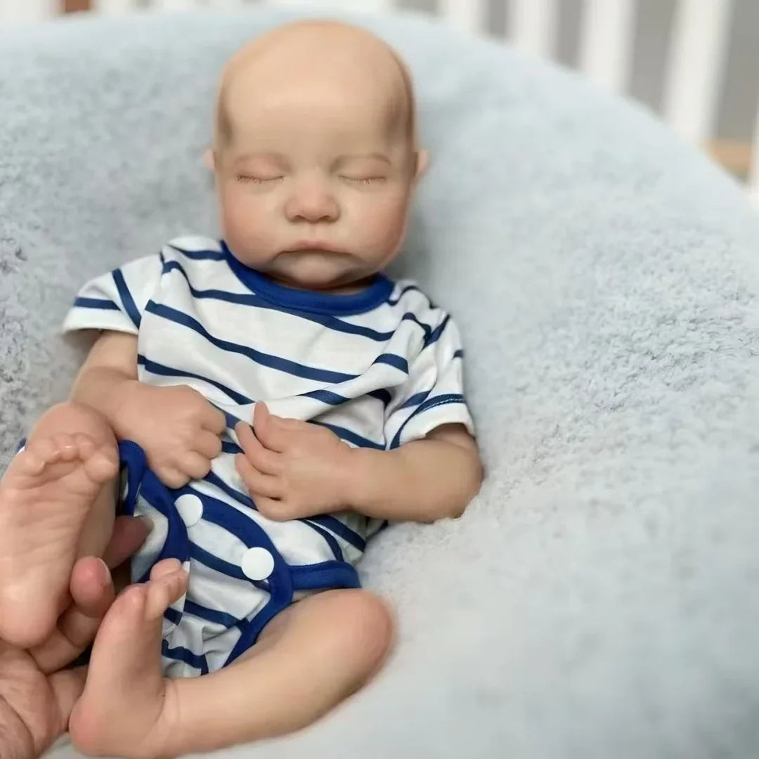16Inch Open Mouth & Washable Levi Soft Silicone Bebe Reborn Boy Doll With 3D Painted Skin Lifelike Realistic Newborn Boy Doll