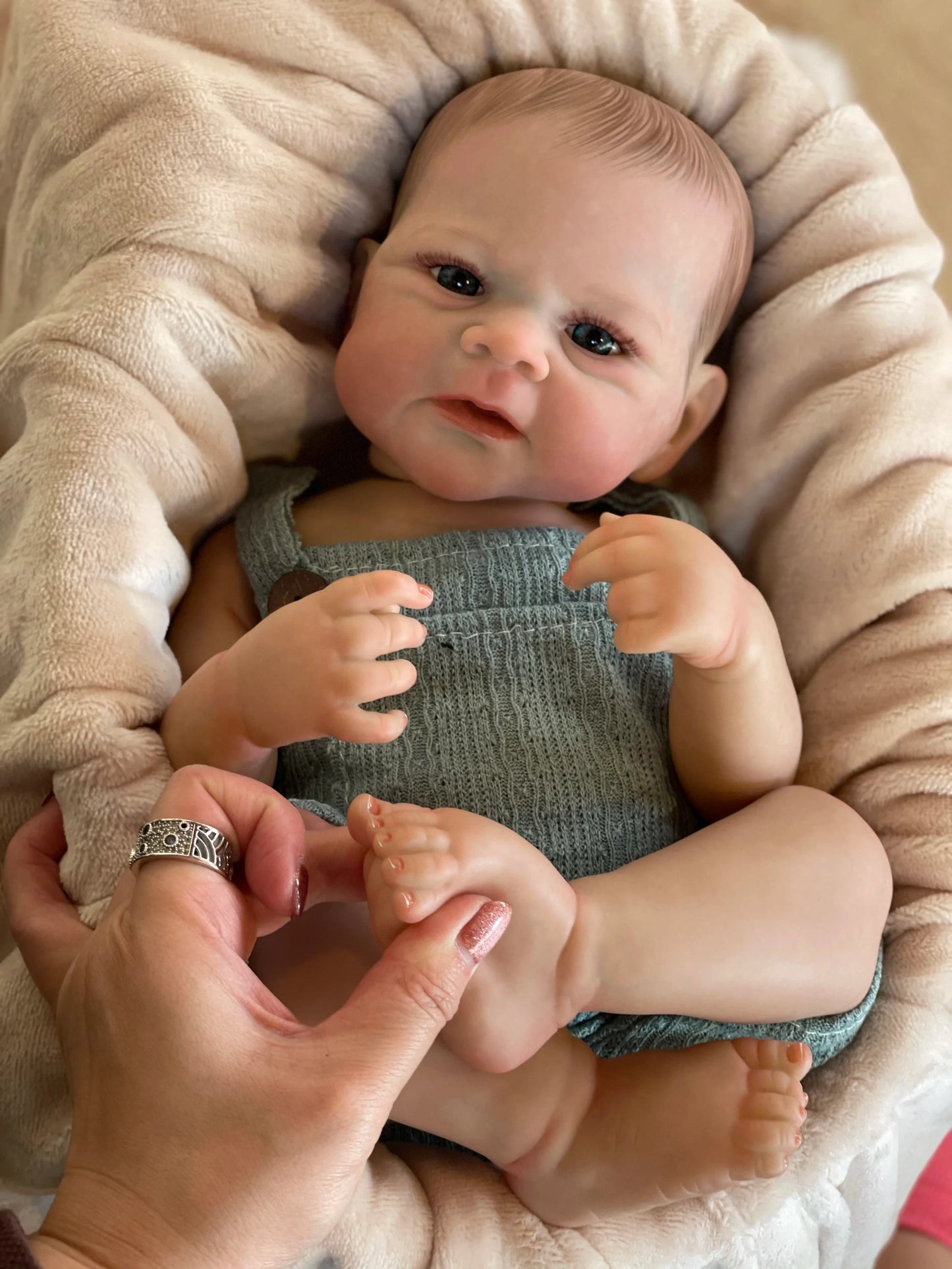 AnjoDoll 19Inch Elijah Boy Full Body Soft Silicone Vinyl Dolls Painted Newborn Doll Toys For Christmas Gift Muñecas Reborn