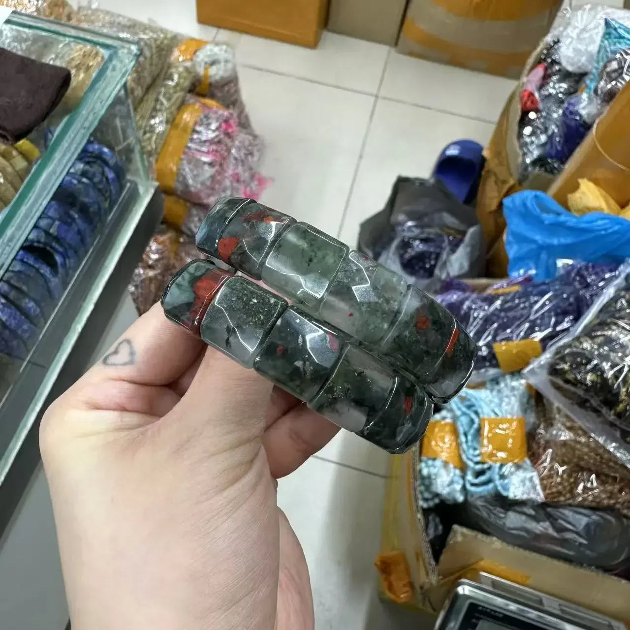 Natural 12x15mm Faceted Stone Unique Crystal Citrine Agate Amethyst Pyrite Fashion Elastic Handcrafted Bracelets Energy Bangles