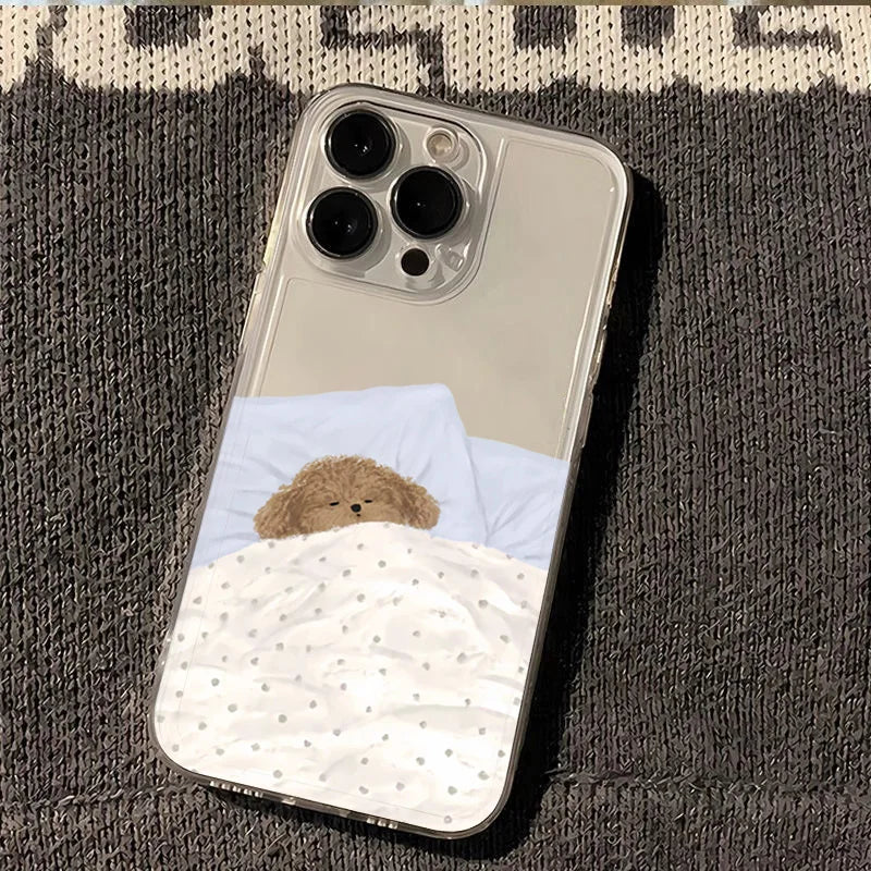 Dog Cat Couple Phone Case For iPhone 16E 17 16 15 11 12 14 13 Pro Max Air XS XR 7 8Plus SE2 Cute Cartoon Animal Shockproof Cover