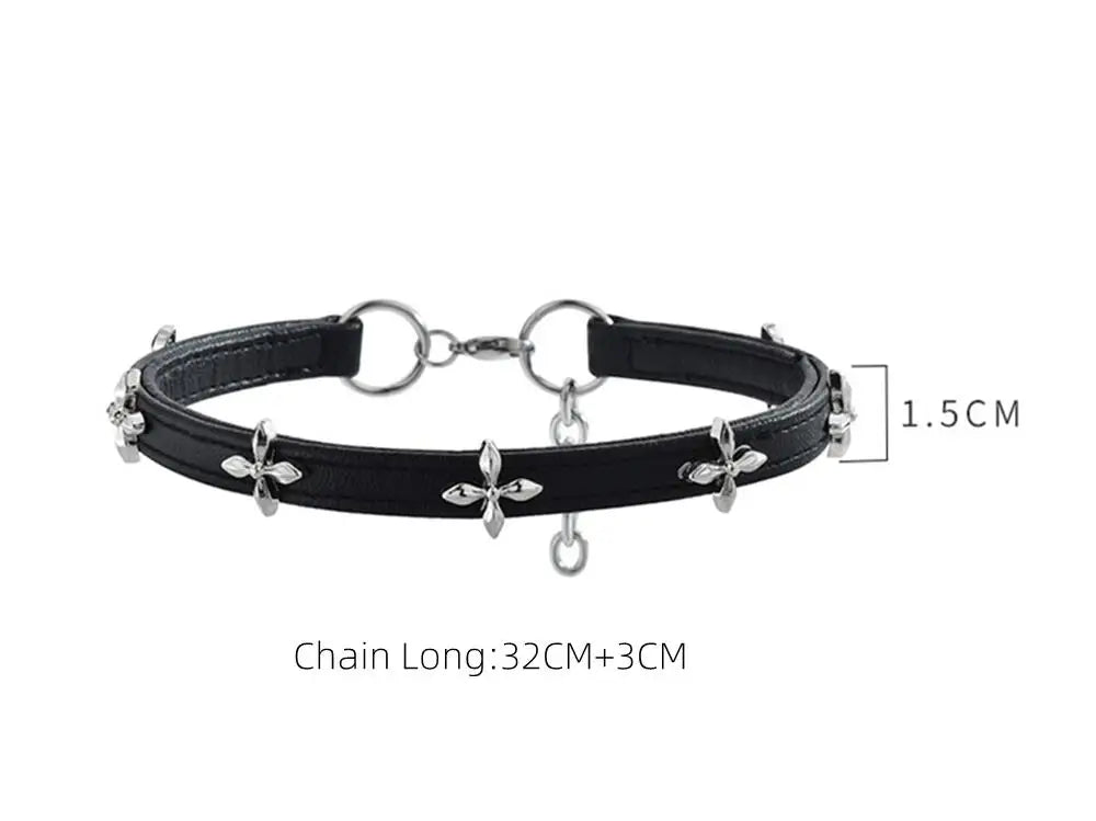 Vintage Luxury Cross Necklace For Women Fashion Punk PU Leather Choker
