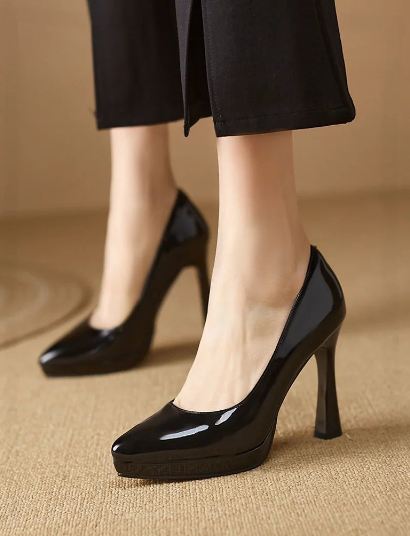 Shoes for Women 2023 Evening Pointed Toe Ladies Summer Footwear Super High Heel Stilito Platform Black Luxury Brand Lastest Shoe