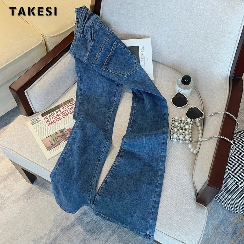 Y2K Harajuku Wide Leg High Waist Flared Jeans High Street Style Pants