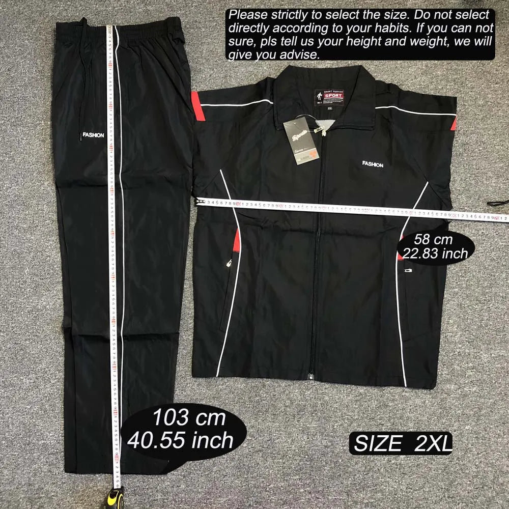 2025 Casual Windproof Running Sets Sportswear Men's Jogging Sport Jacket+Pants Sweatsuit Plus Size Breathable Workout Clothes