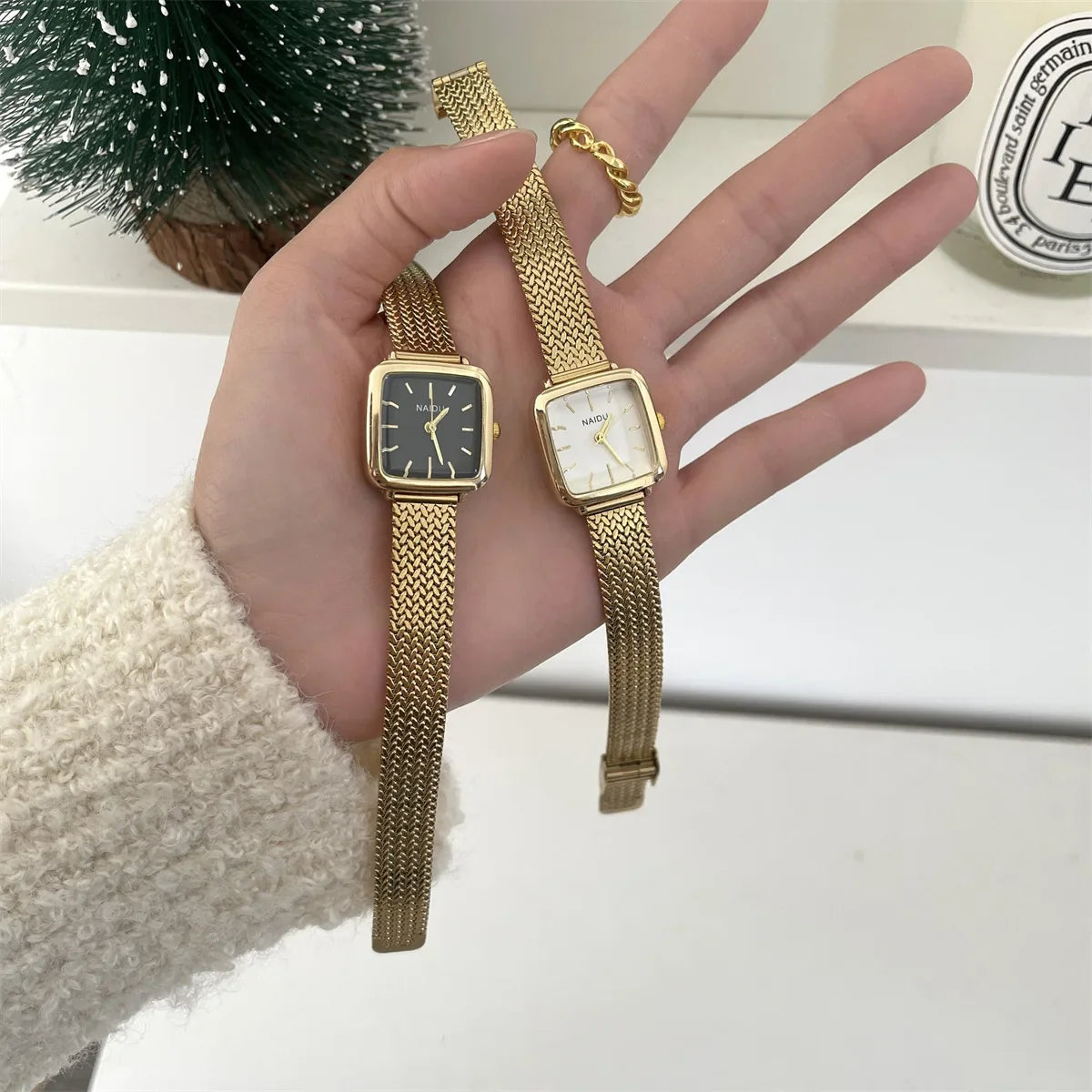 Brand Simple Quartz Watch for Women Retro Luxury Gift Ladies Watches Small Dial Adjustable Stainless Steel Strap Wristwatches