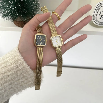 Brand Simple Quartz Watch for Women Retro Luxury Gift Ladies Watches Small Dial Adjustable Stainless Steel Strap Wristwatches