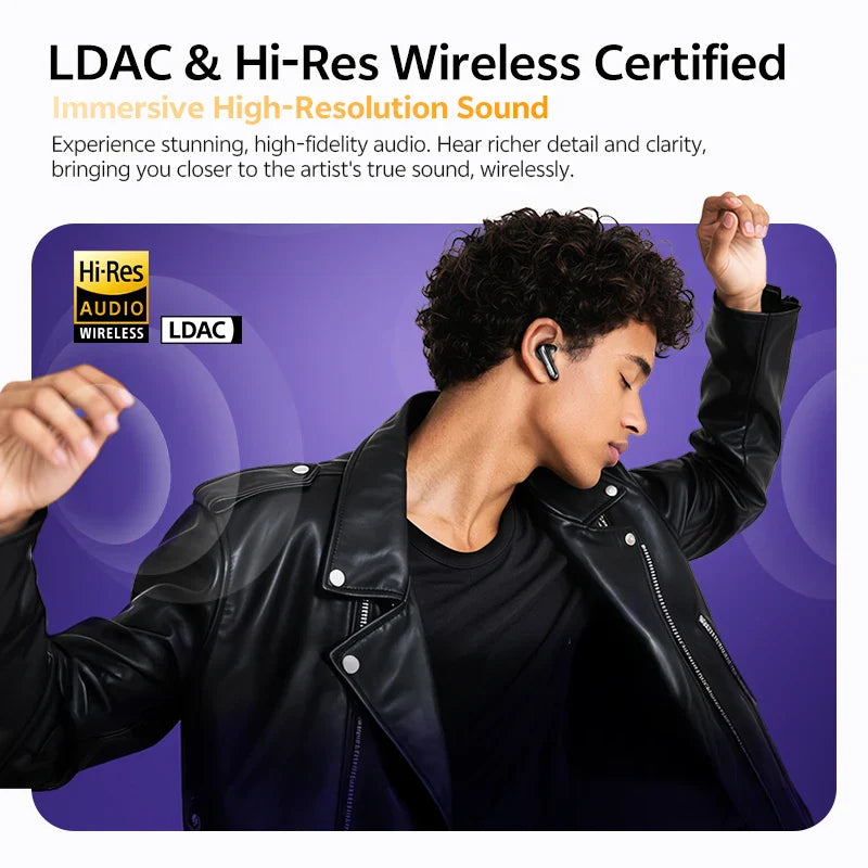 QCY HT18 MeloBuds N70 Wireless Earbuds Bluetooth 6.0 Hi-Res LDAC Earphones Adaptive ANC Dual-driver Headsets in-Ear Detection