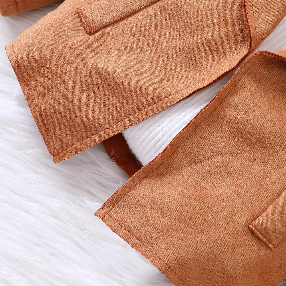 Girls' Autumn and Winter Solid Large Polo Short Coat