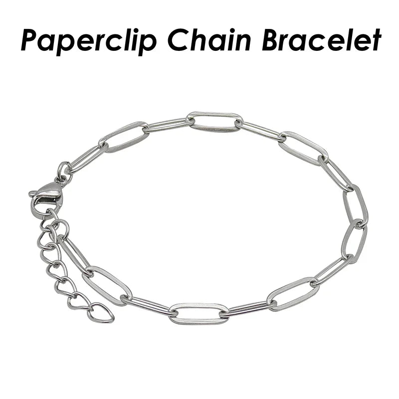 10 x Paper Clip Bracelet Gold Color Paperclip Bracelet Stainless Steel PaperClip Link Bracelet Paper Clip Chain Bracelet Women