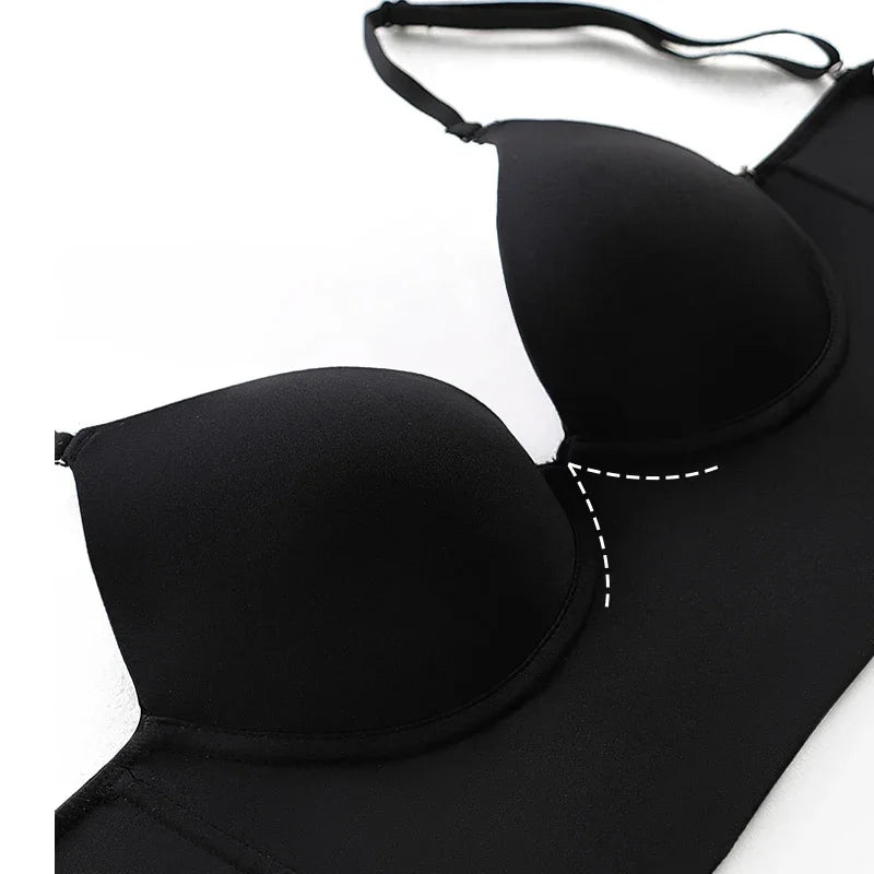 Bra Backless Women Summer Bras Low Cut Plunge Brassiere Open Back
