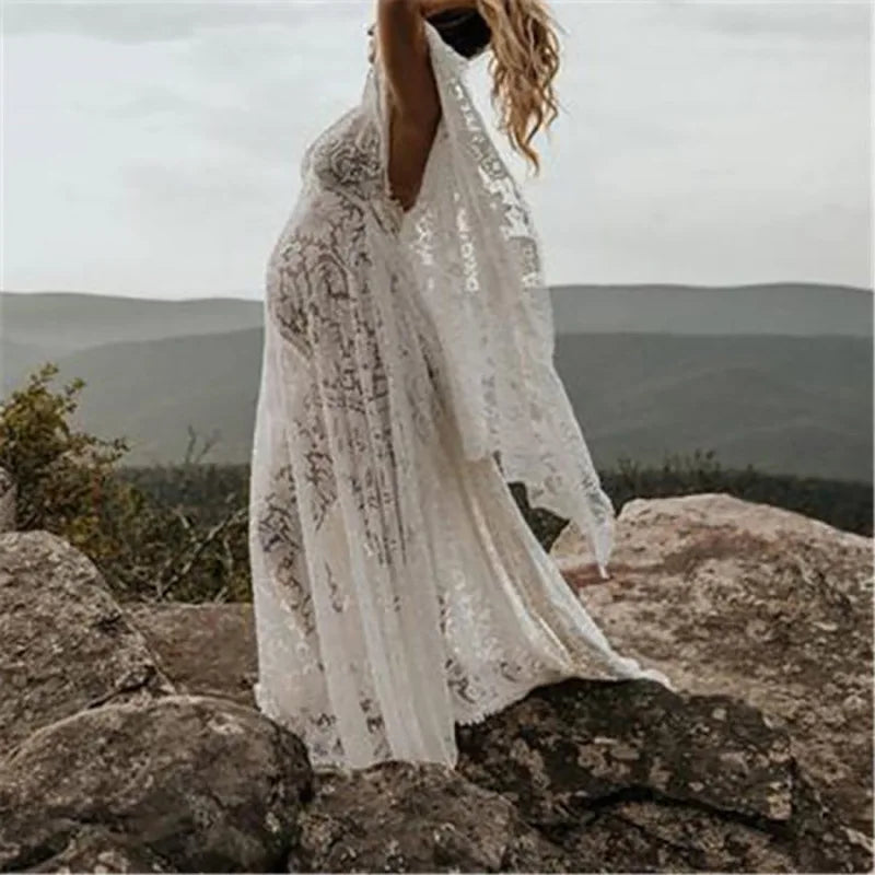 Evening wear Dresses: Floor-Length Long Sleeved Lace Formal Evening