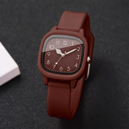 1/10PCS Fashion Square Women Watches Casual Silicone Band Quartz Wristwatch for Girls Clock Reloj Mujer（Without Box）