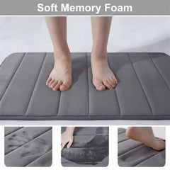 Olanly Memory Foam Bath Mat Super Absorbent Bathroom Mat Shower Carpet Soft Coral