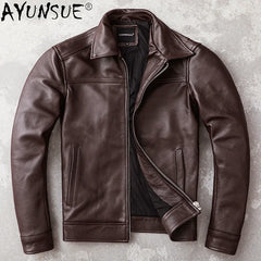 Men's Real Cowhide jackets Genuine Leather Jacket Men Clothing