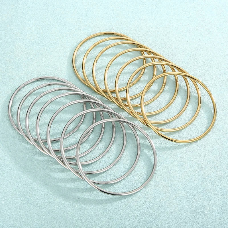 Simple Stainless Steel Bracelet For Women Men Gold Silver Color Geometry Wire Round Bangle Female Trendy Jewelry Wristband Gifts