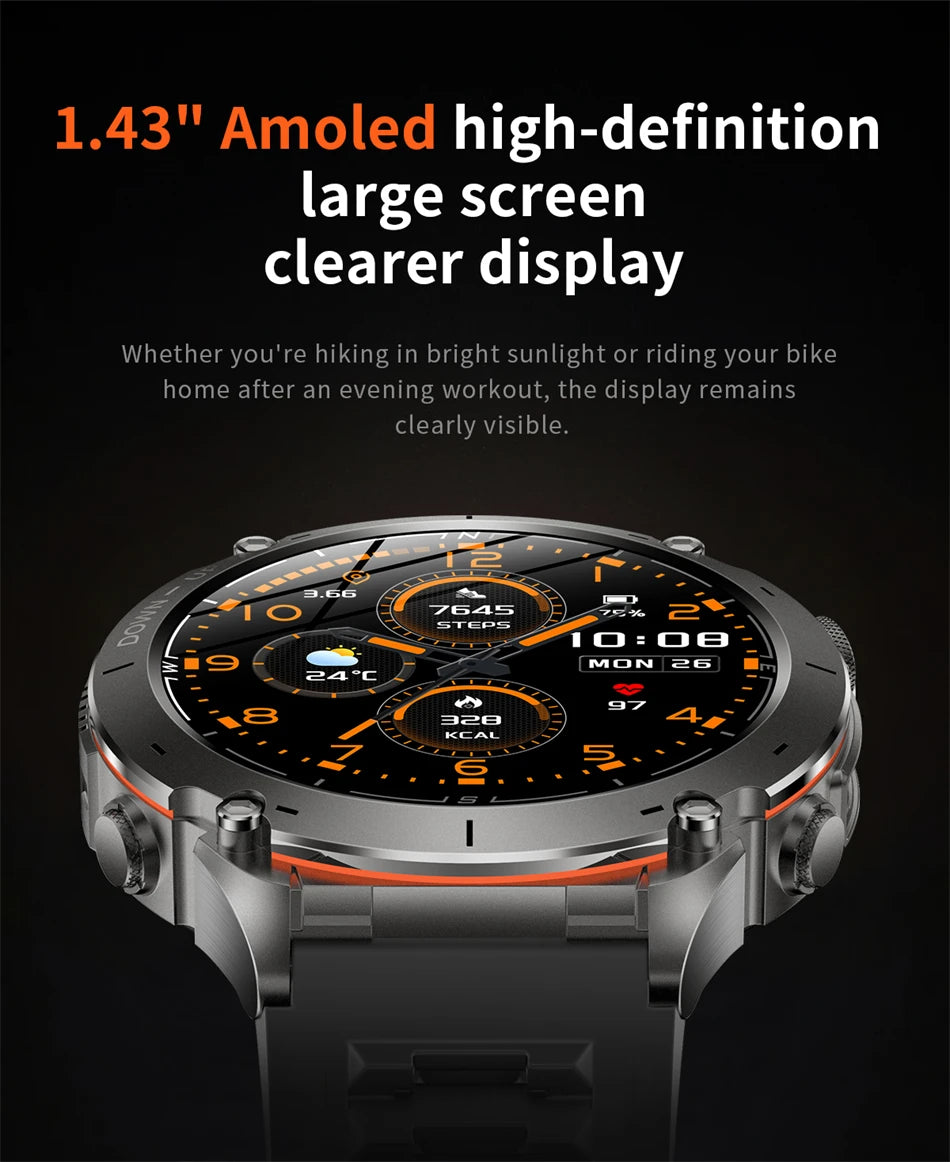 New Men Outdoors Sports Military GPS SmartWatch 10ATM Waterproof 730mAh High Battery Compass NFC HD Call For Android IOS Watch