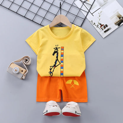 Toddler Boy Clothes Cotton Tops+Pant 2Pcs Set Baby Girl Clothes Infant Outfit Kid Tracksuit Casual Clothes Children Suit A1017