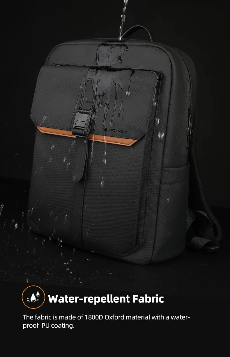 HK Stylish Business Backpack for Men Waterproof 15.6 inch Flap Laptop Backpack Multiple Pockets Casual Daypack for Work School