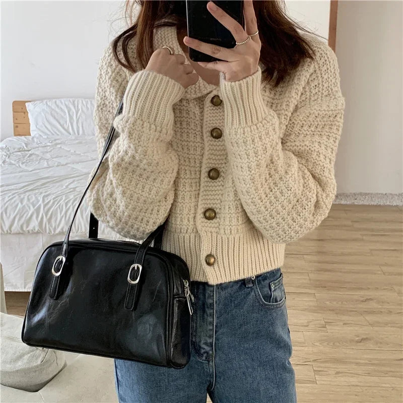 Fashion Women Green Big Shoulder Bags PU Leather Female Purse Handbags
