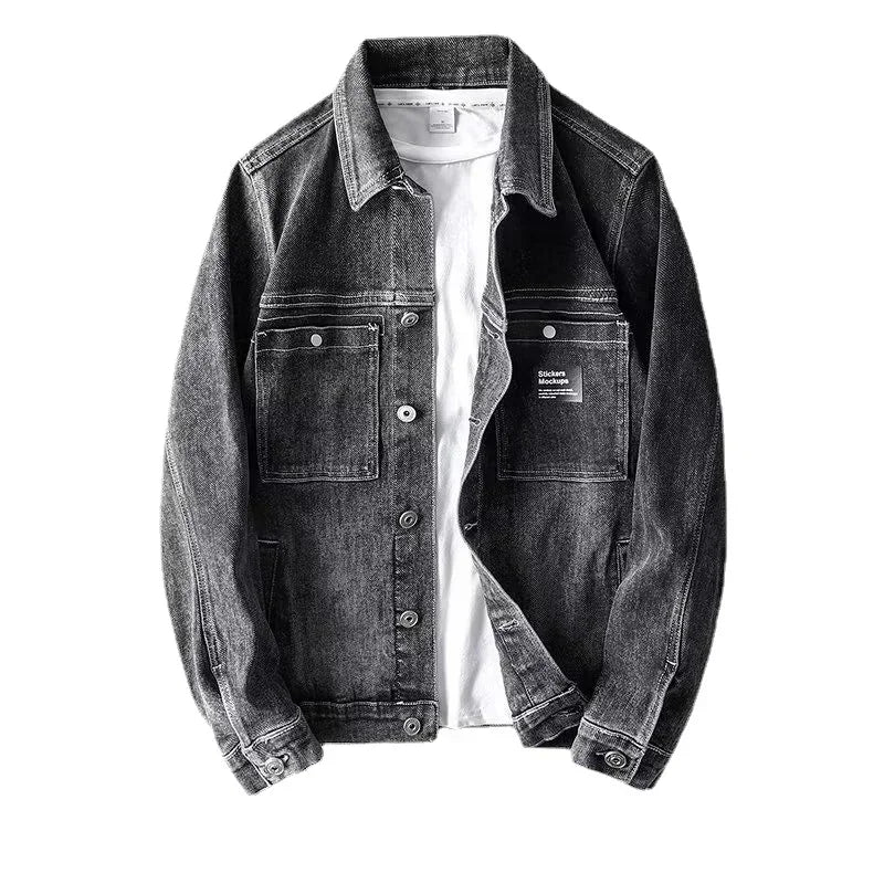 Jeans Coat For Men Autumn Denim Jackets Man Blue Button Washed Casual Joker
