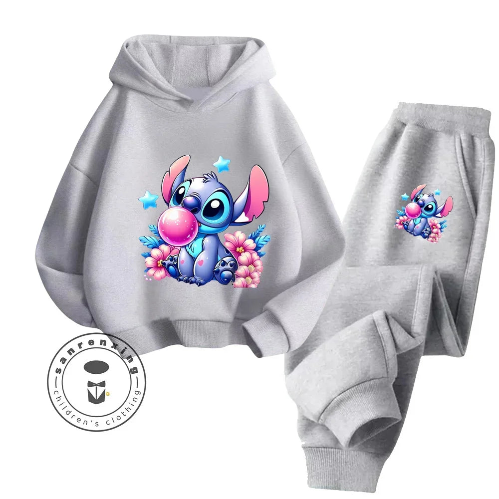 Cheap Popular Simple Stitch Long Sleeve Boy Girl Casual Wear Fun Graphics Everyday Style Energetic Spring Fall Sweatshirt Set