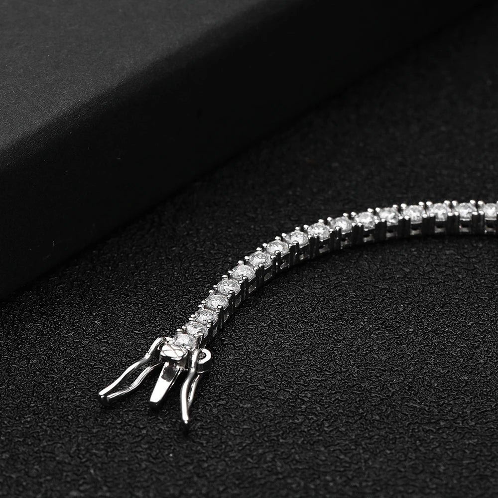 KNOBSPIN 2mm D Color Moissanite Tennis Bracelets for Woman Man Sparkling Diamonds with GRA s925 Sterling Sliver Hip Hop Bracelet