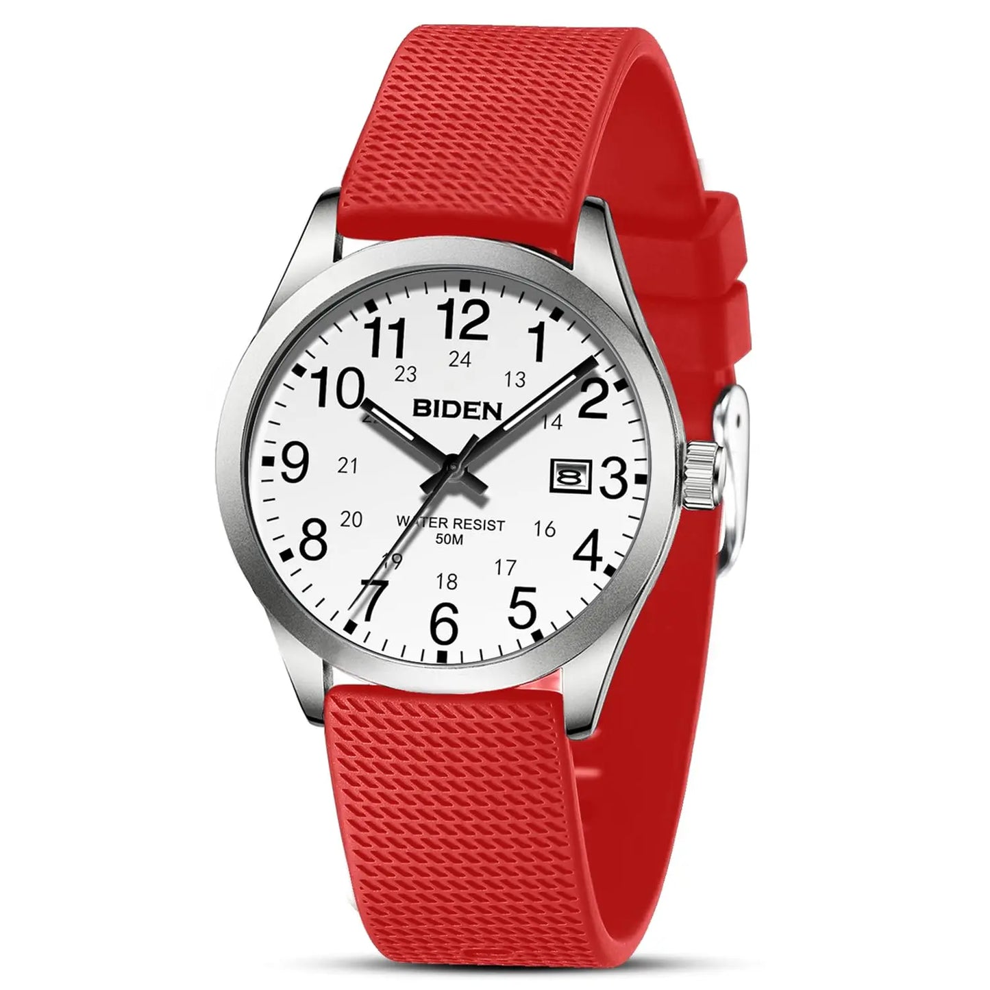 BIDEN Men's Watch Simulated Quartz Sports Men's and Women's Watch 30 Waterproof Second Hand Luminous Easy to Read Dial
