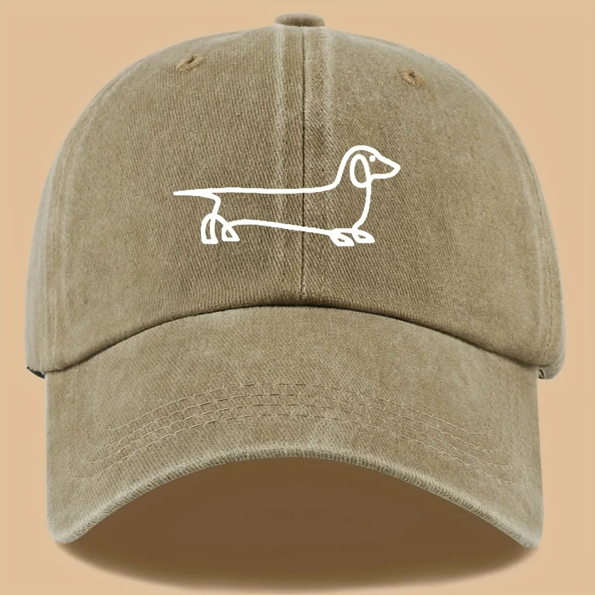 Simple dog print baseball cap, versatile for both men and women, suitable for outdoor travel as a hat for pet enthusiasts