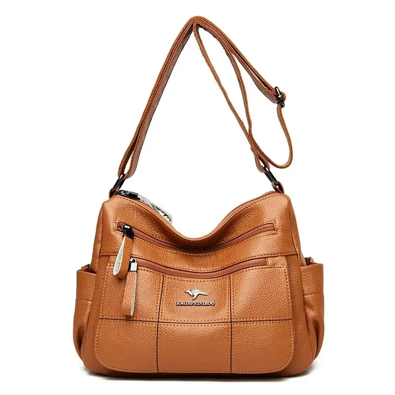 Brand Leather 3 Layers Alligator Crossbody Bag for Women Female Shoulder