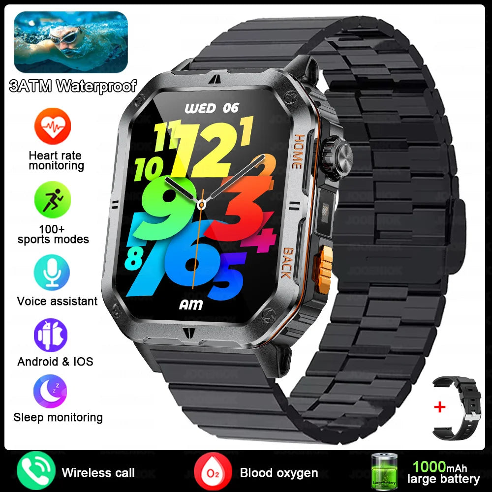 New 1000mAh Battery Outdoor Sports Smart Watch 2.01 inch HD Screen LED Flashlight Bluetooth Talking SmartWatches For Men Women