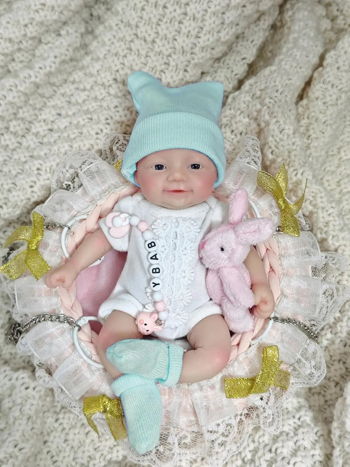 7 inches Reborn Baby Dolls Full Body Silicone Blue Eyes Open Cute Baby Girl The Look Real Baby with Gift Box