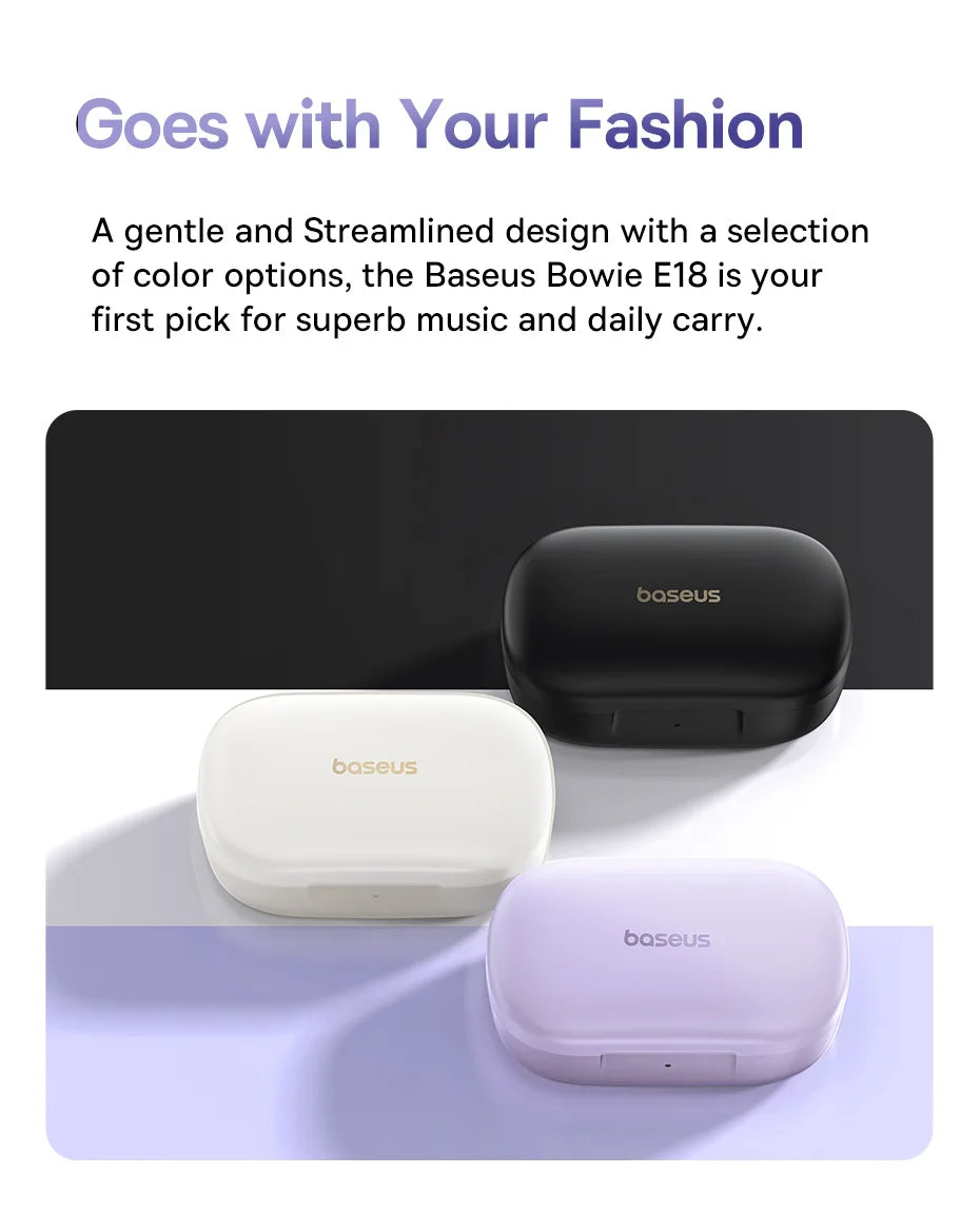 Baseus Bowie E18 True Wireless Earbuds Bluetooth 5.3 AI ENC Earphones 25H Long Playtime IPX4 Waterproof Mini bean earbud