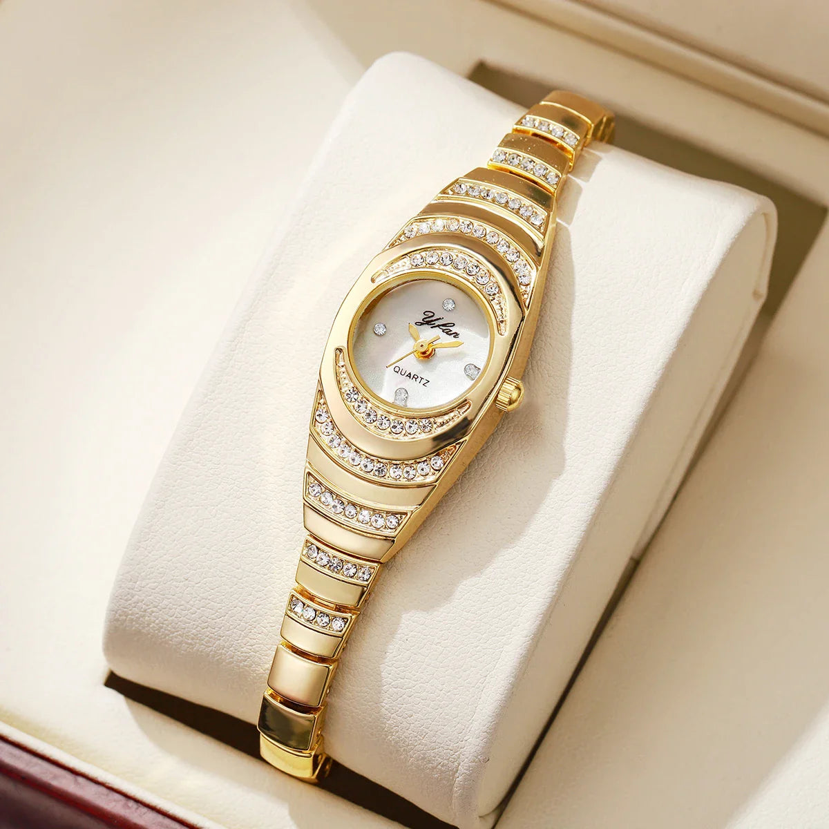 Elegant Women Watches Fashion Rhinestone Ladies Quartz Watch Bracelet Wristwatches Reloj Mujer（Without Box）