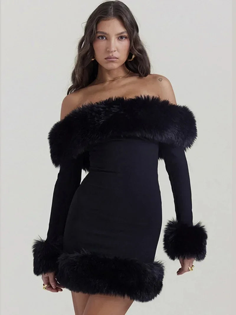 Formal attire Dresses: Woman Clothing Off Shoulder Patchwork Black Dress