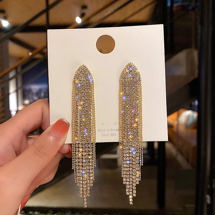 Geometric Triangle Earrings European and American Fashion Long Tassel