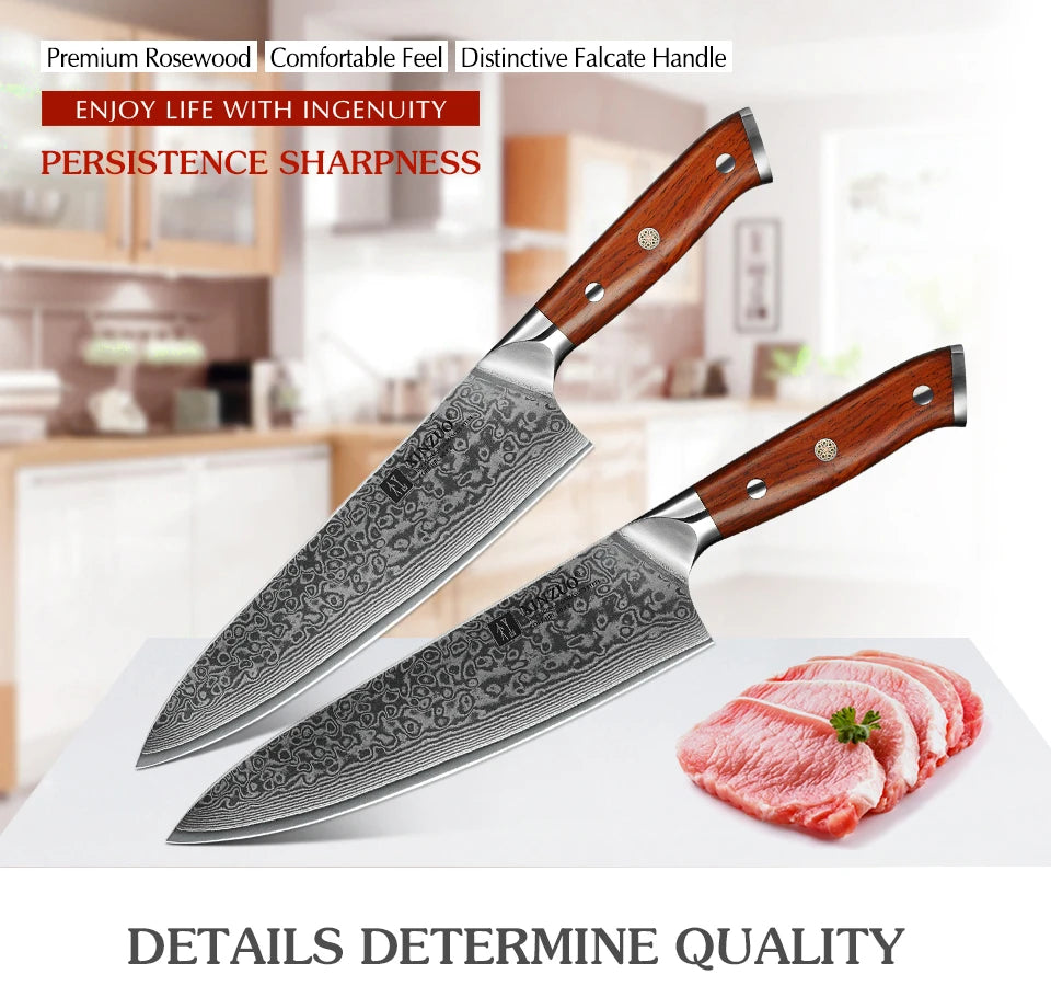 8.5 Inch Chef Knives High Carbon Chinese VG10 67 Layer Damascus Kitchen