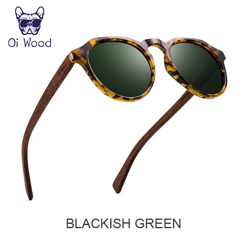 Sunglasses Women Men's Sun Glasses  Walnut Wood Round Eyeglasses