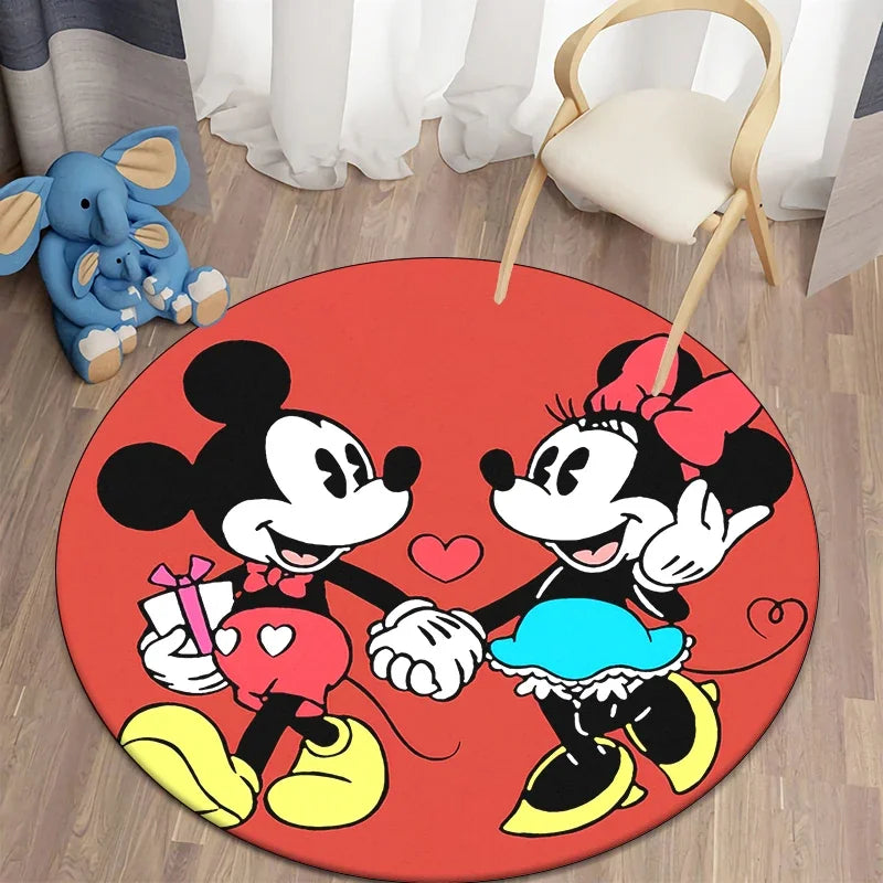 Minnie Mickey Mouse,beauty Cartoon HD Printed Round Carpet, Bedroom, Balcony
